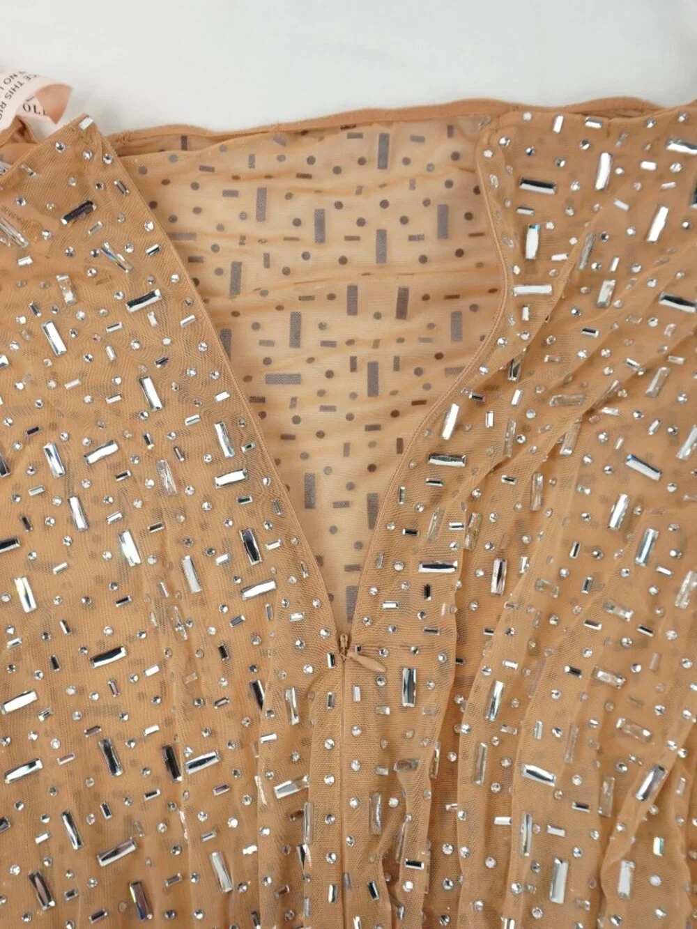 Oh Polly Antonella Sheer Embellished Evening Gown In Nude - Women's Size 8 - NWT - Picture 5 of 10